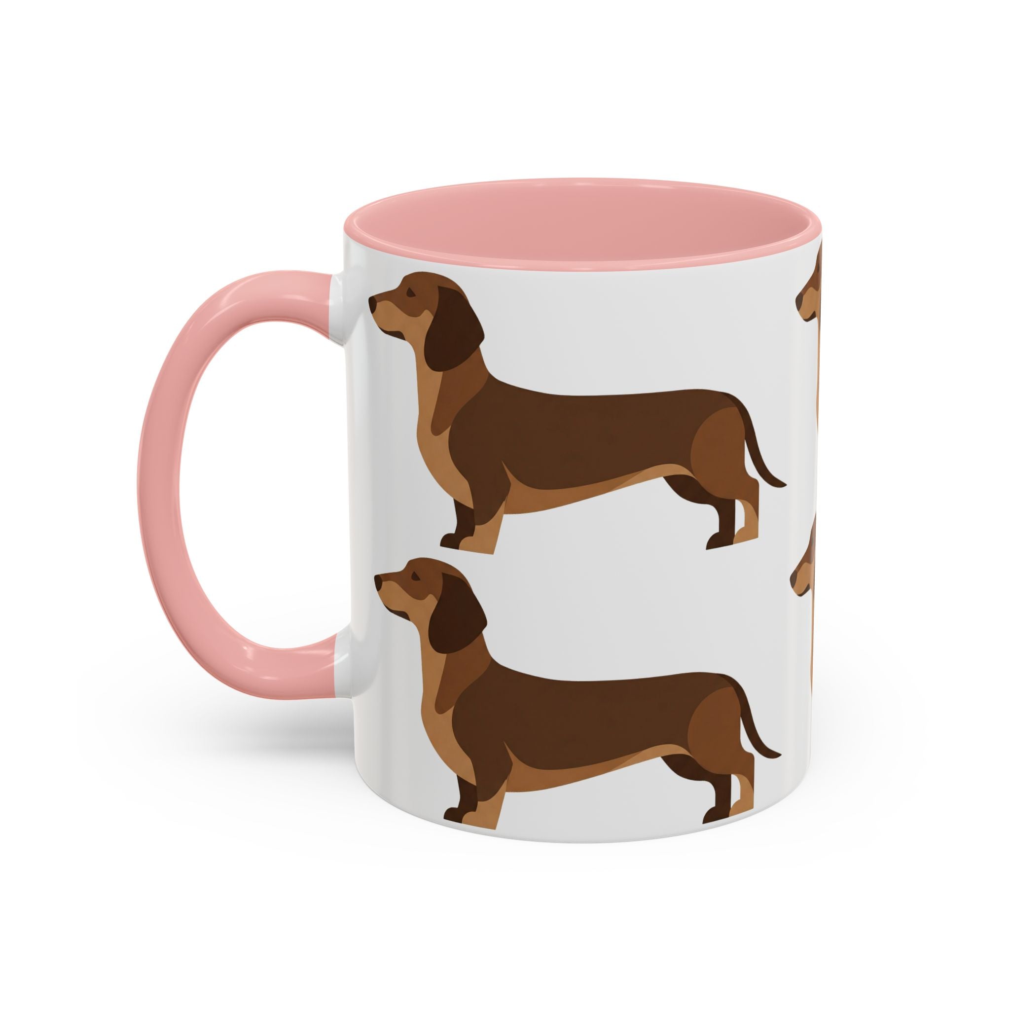 Dachshund Pattern Accent Coffee Mug — Cute Wiener Sausage Dog Ceramic Mug (11/15 oz)