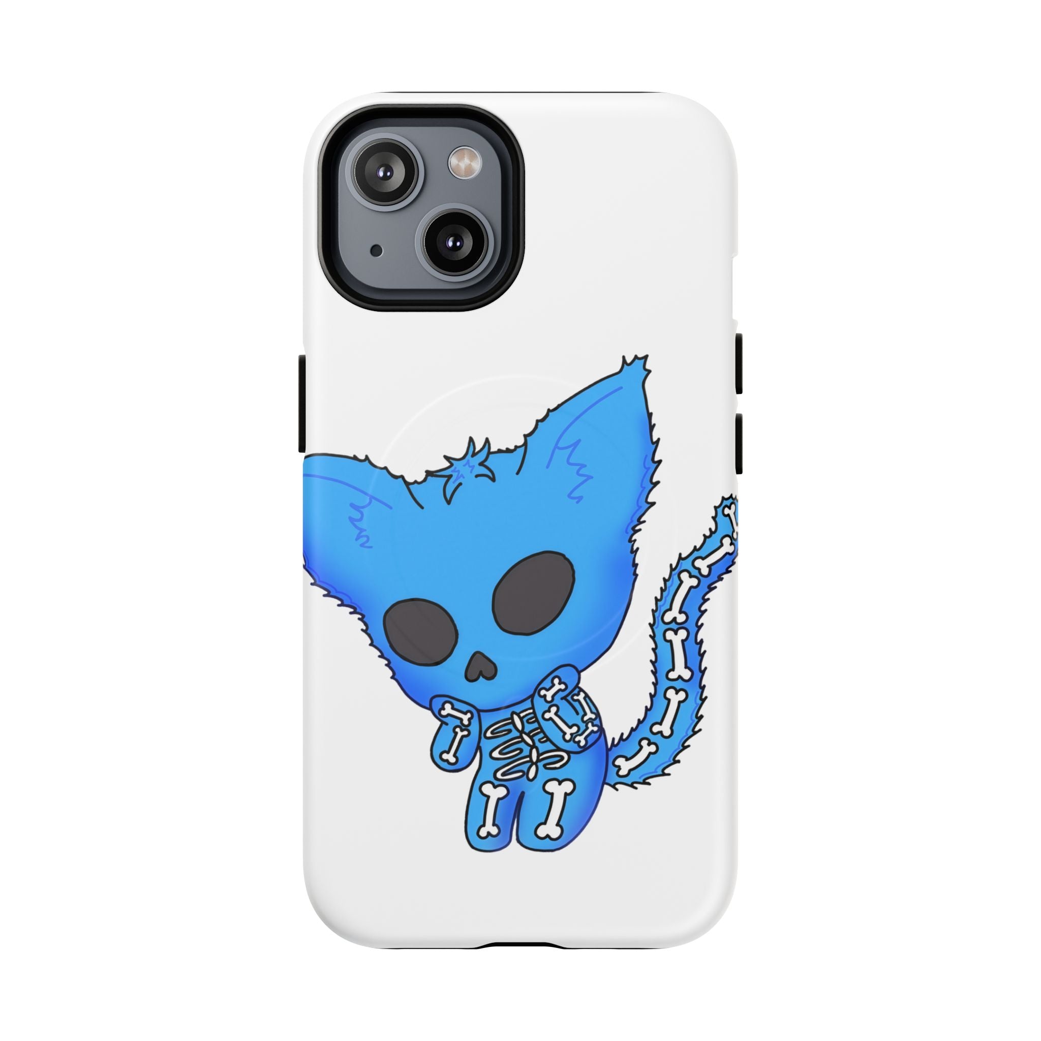 Blue Skeleton Cat Tough Magnetic Phone Case | Design by Jessica B