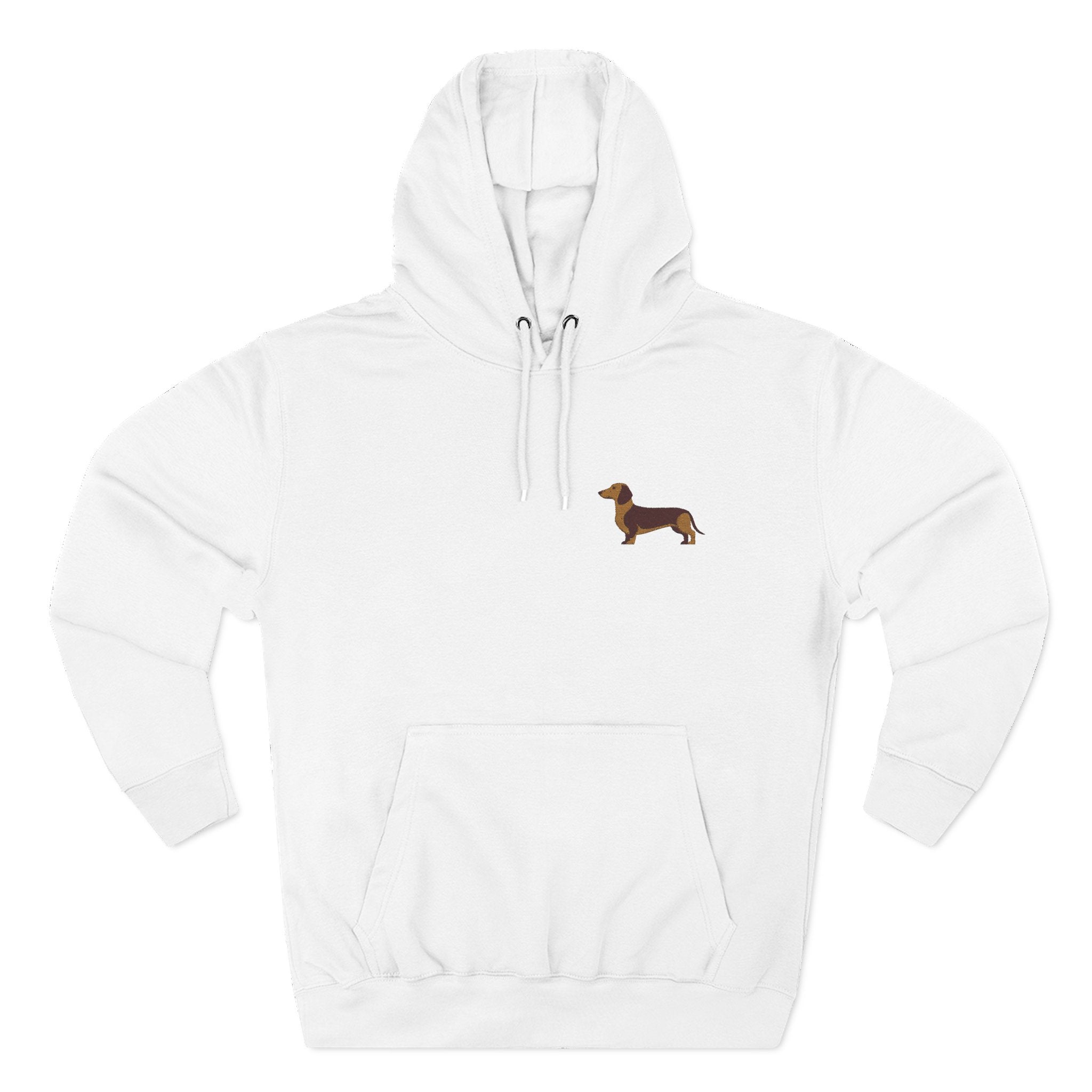 Dachshund Embroidered Hoodie — Minimal Cute Wiener Sauasage Dog Pullover