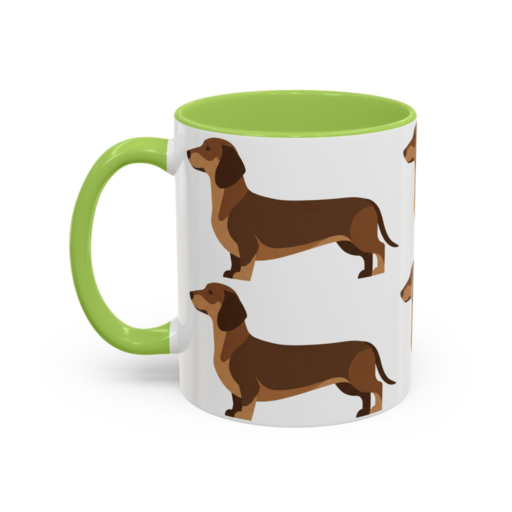 Dachshund Pattern Accent Coffee Mug — Cute Wiener Sausage Dog Ceramic Mug (11/15 oz)