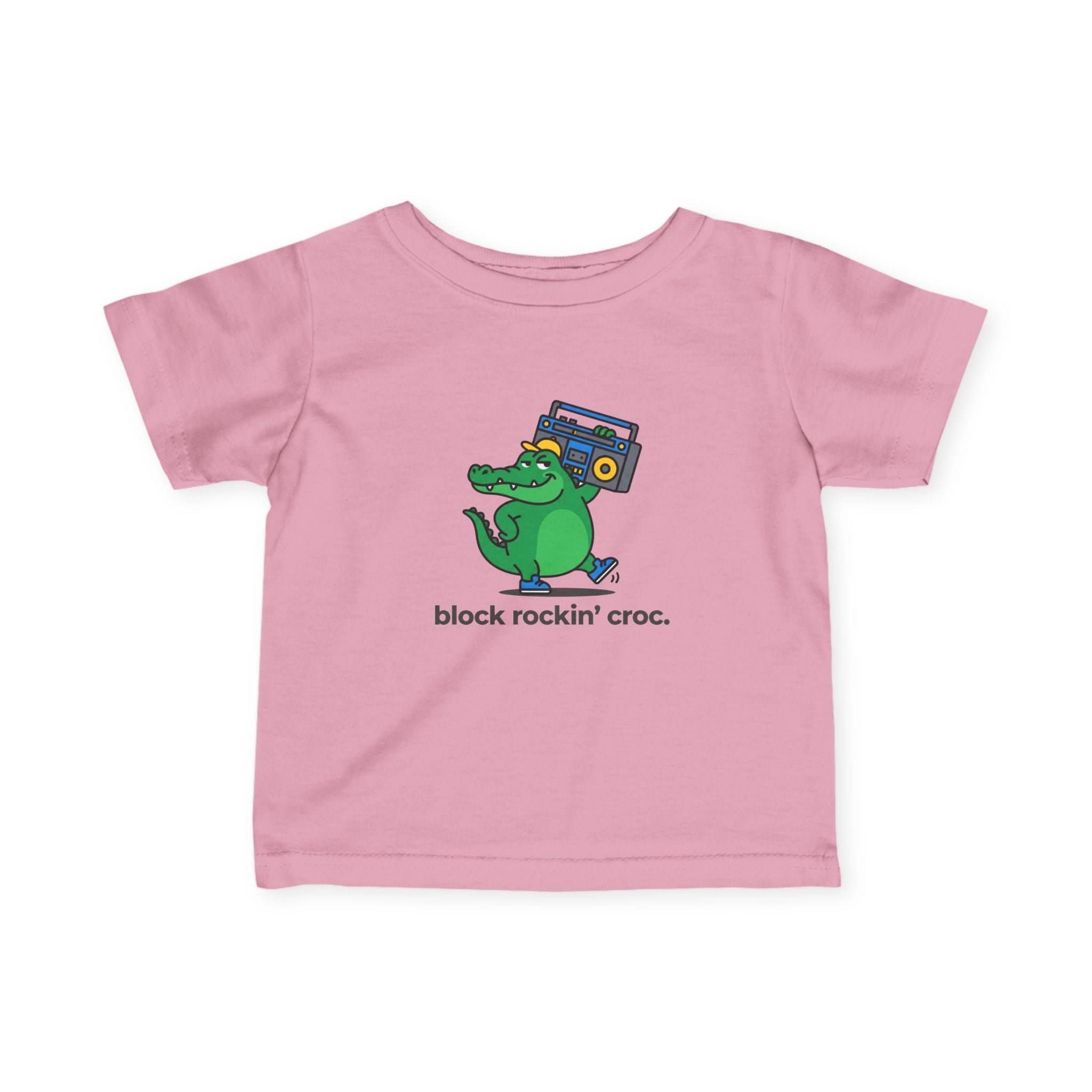 Infant Tee - 'Block Rockin' Croc' Cute Alligator Baby Shirt - 100% Cotton