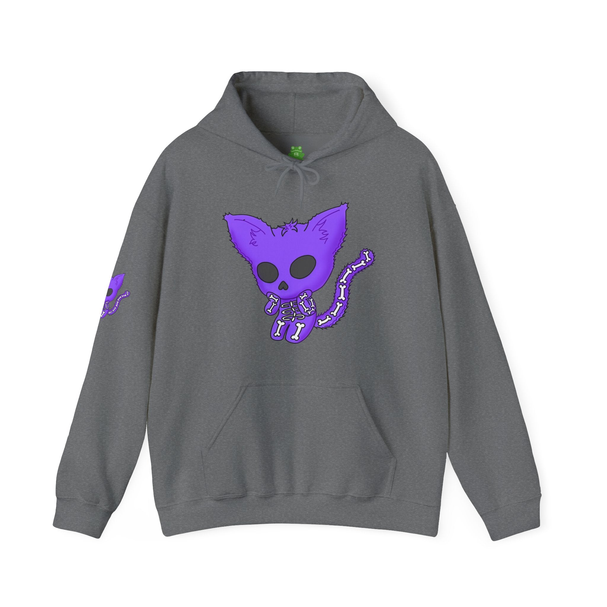 Purple Skeleton Cat Hoodie – Cute Spooky Graphic Sweatshirt