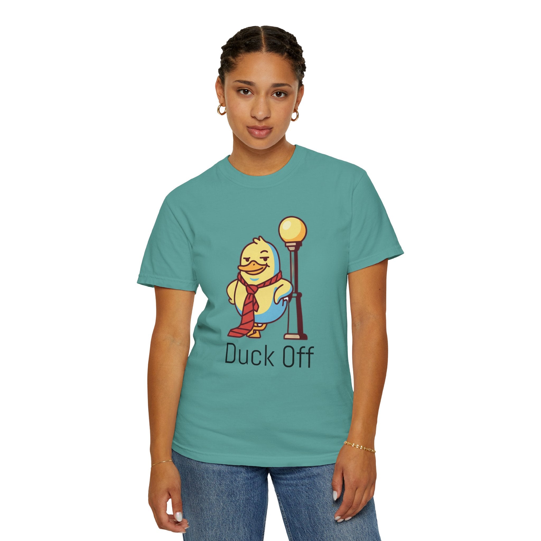 Duck Off T-Shirt — Kawaii Cheeky Duck in Red Tie - 100% Cotton
