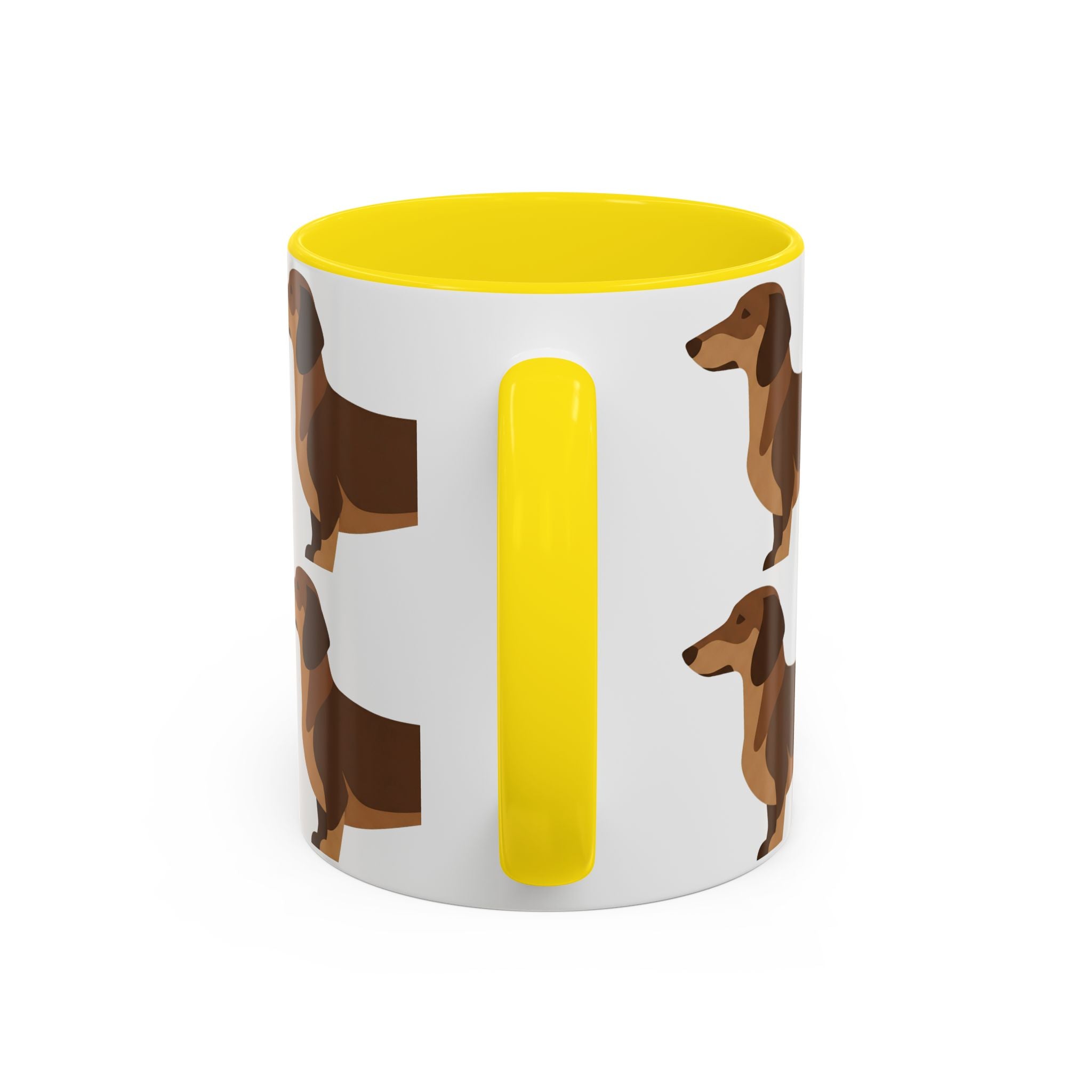 Dachshund Pattern Accent Coffee Mug — Cute Wiener Sausage Dog Ceramic Mug (11/15 oz)