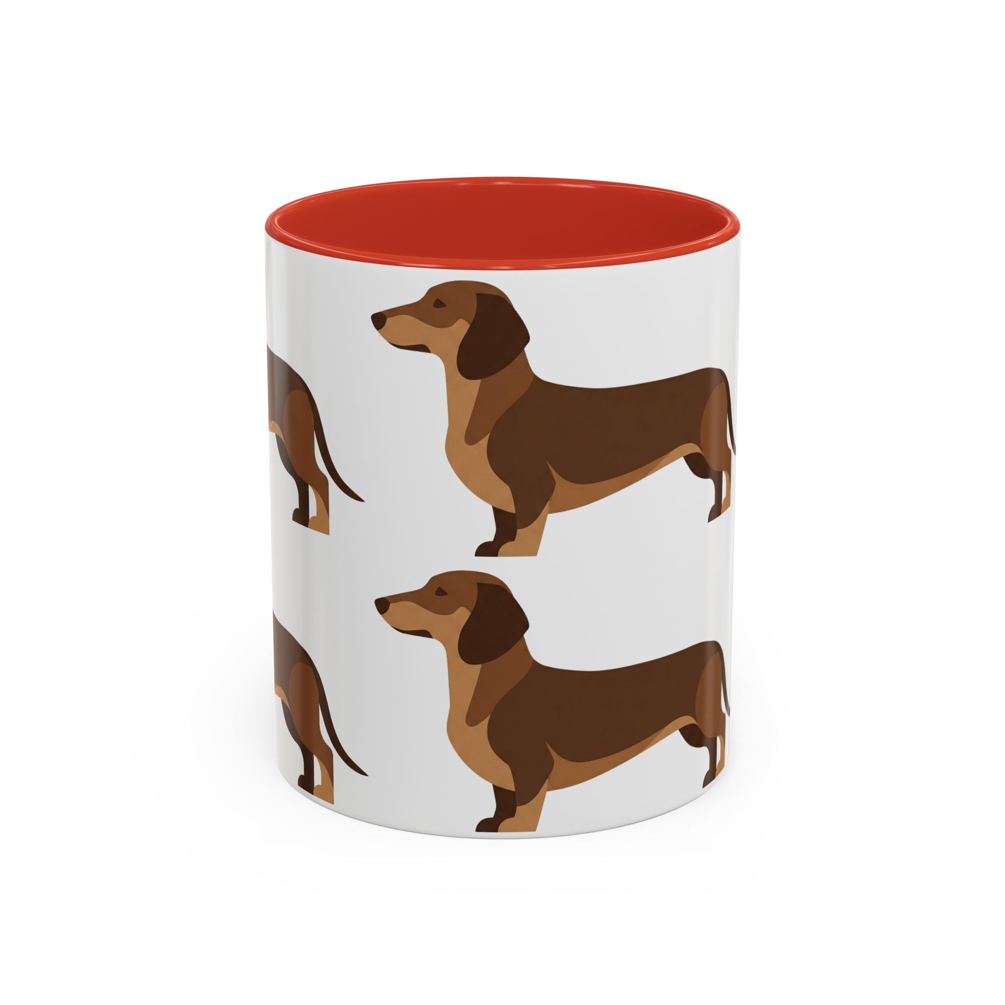 Dachshund Pattern Accent Coffee Mug — Cute Wiener Sausage Dog Ceramic Mug (11/15 oz)