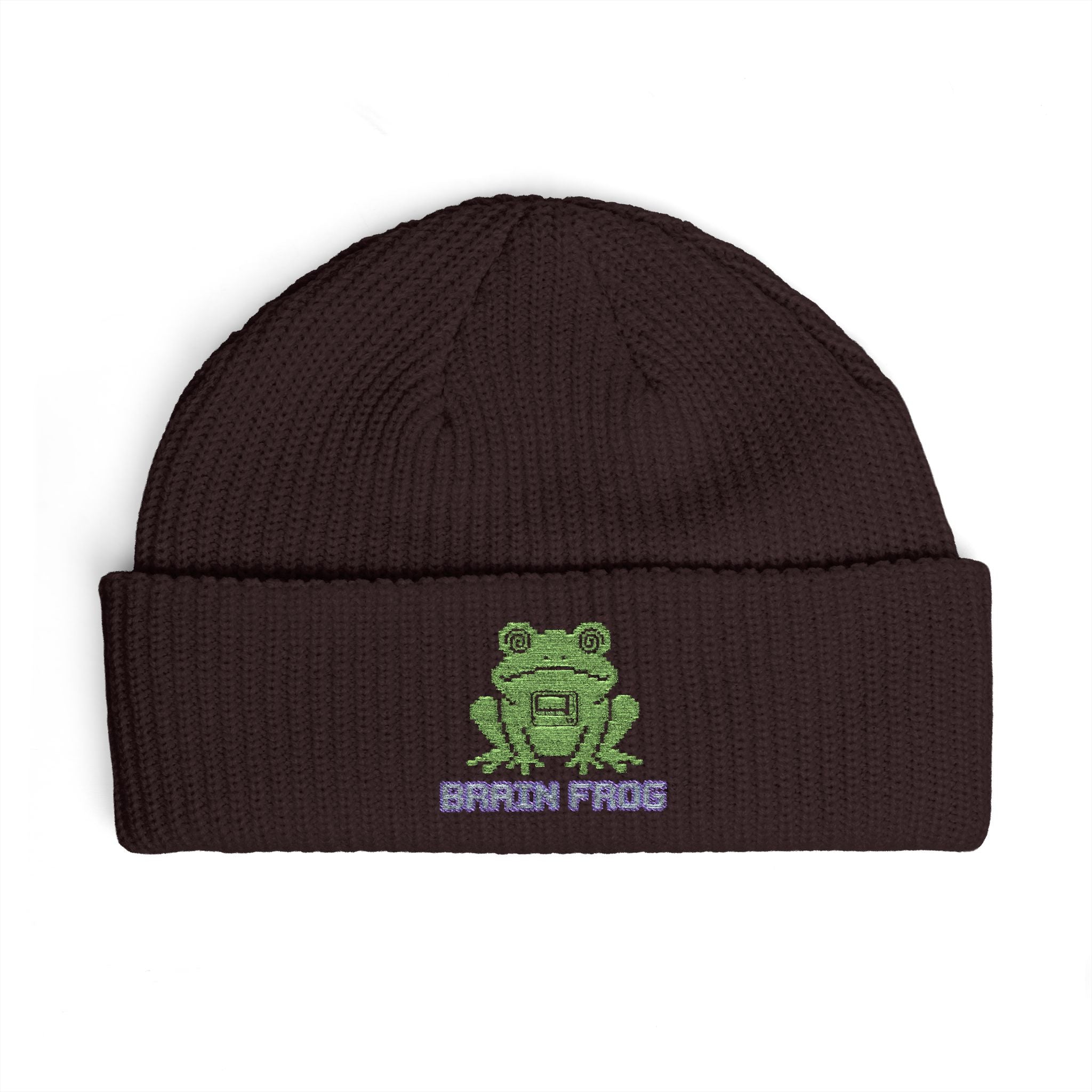 Copy of Embroidered 'Brain Frog' Cuff Beanie