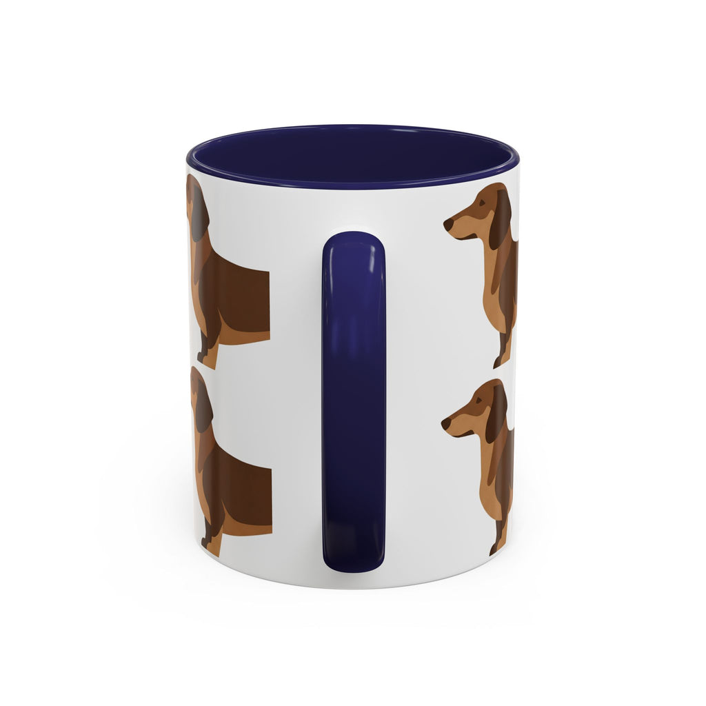 Dachshund Pattern Accent Coffee Mug — Cute Wiener Sausage Dog Ceramic Mug (11/15 oz)