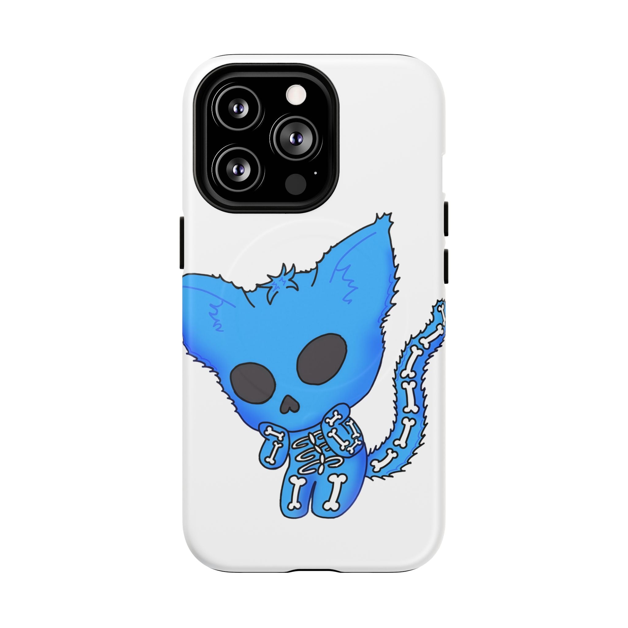Blue Skeleton Cat Tough Magnetic Phone Case | Design by Jessica B