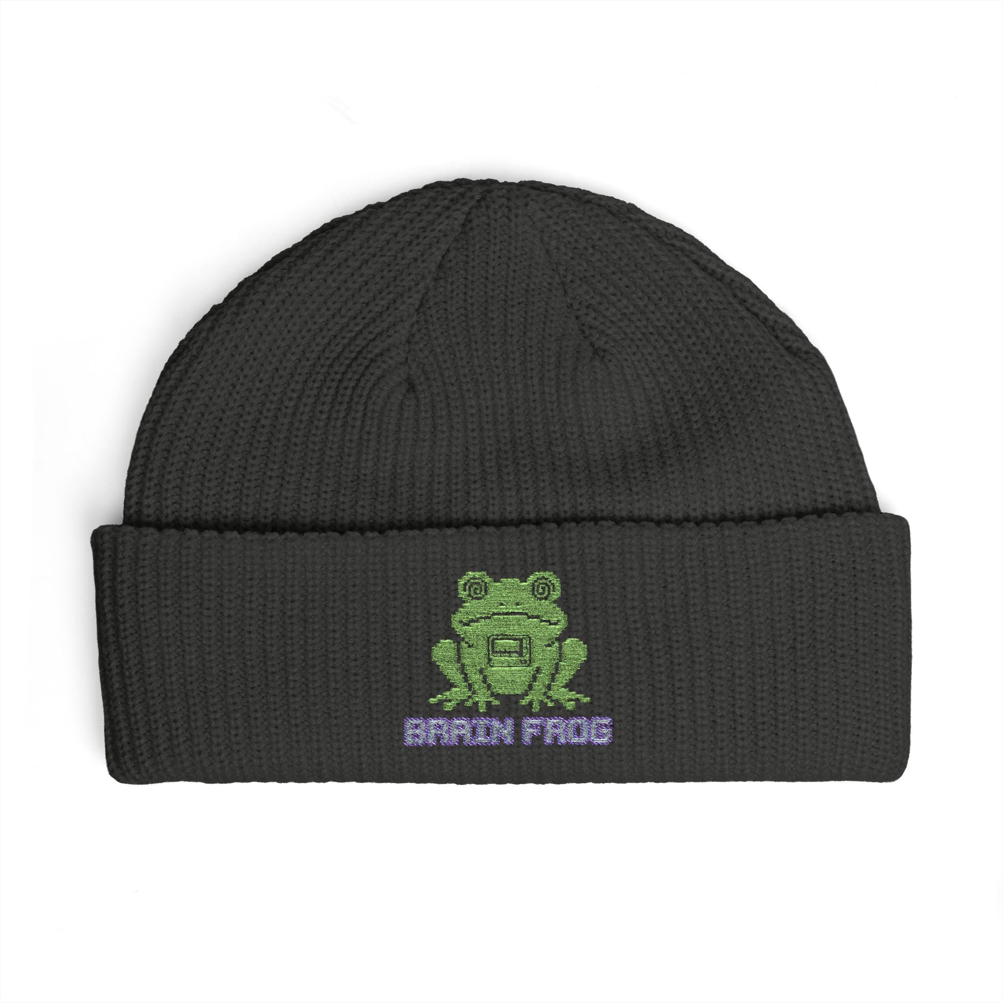 Copy of Embroidered 'Brain Frog' Cuff Beanie