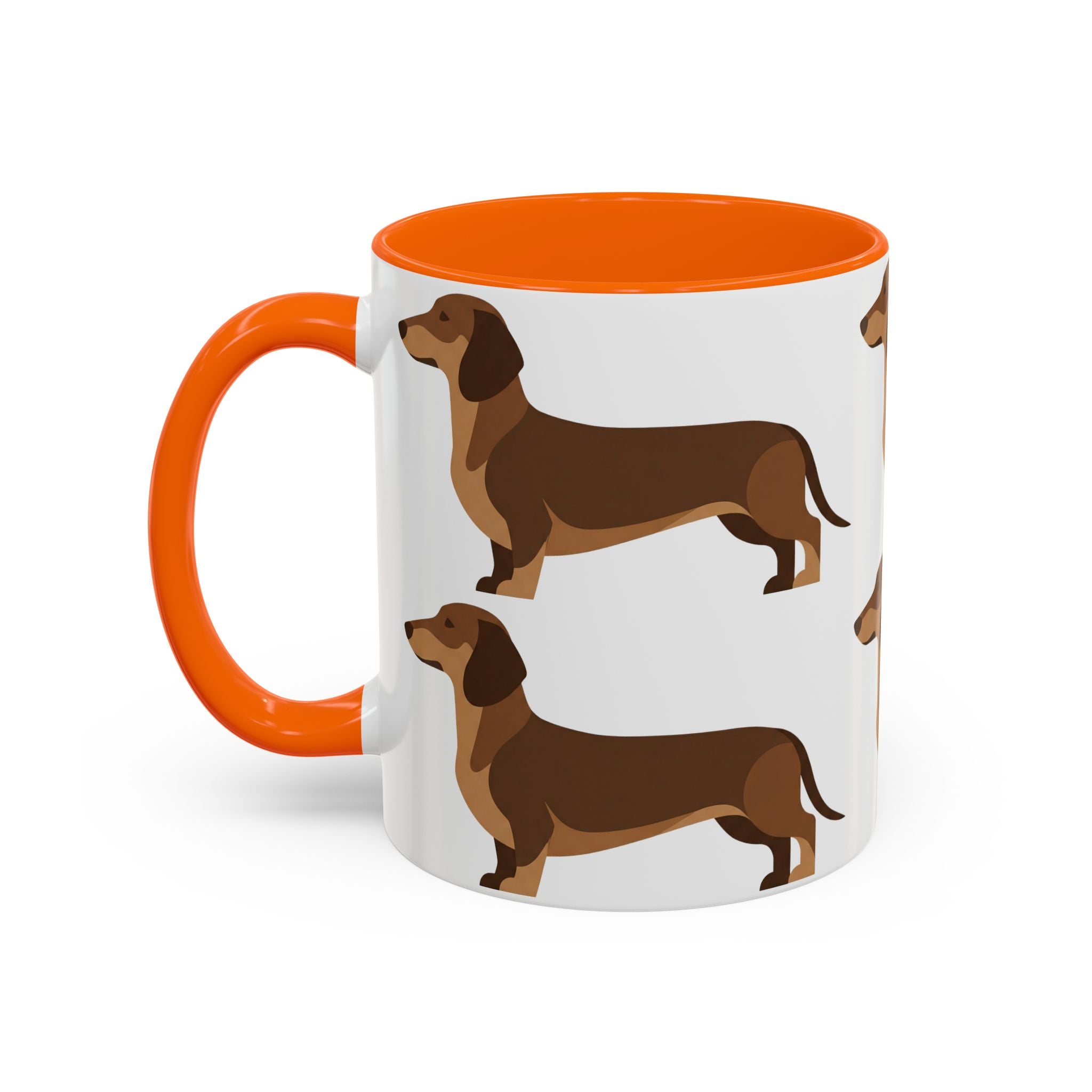 Dachshund Pattern Accent Coffee Mug — Cute Wiener Sausage Dog Ceramic Mug (11/15 oz)