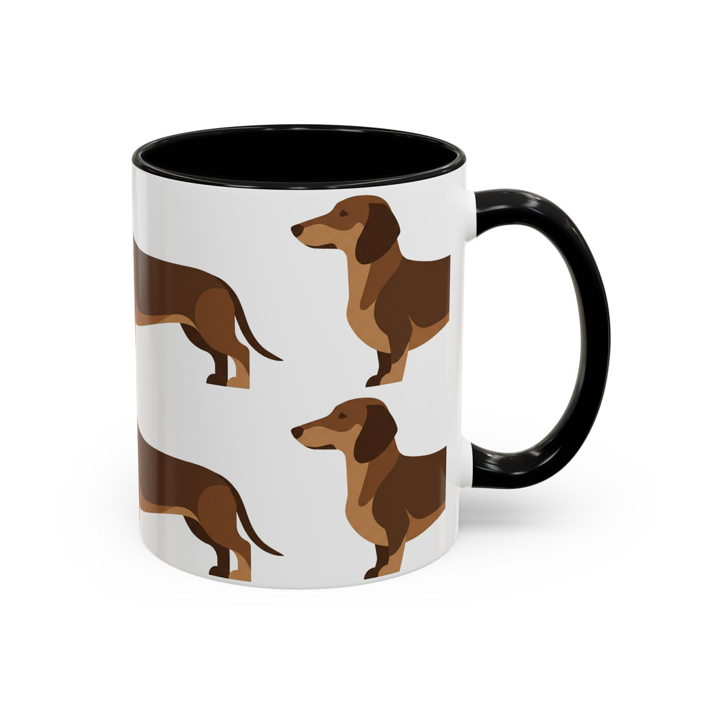 Dachshund Pattern Accent Coffee Mug — Cute Wiener Sausage Dog Ceramic Mug (11/15 oz)