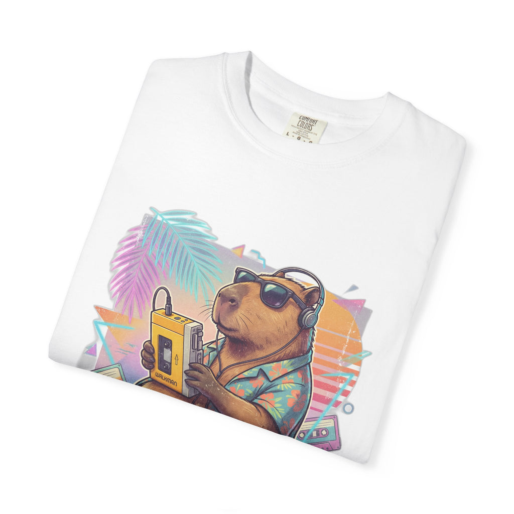 Vintage 80s Capybara T-Shirt — 'NOT TODAY' Neon Walkman Design - 100% Cotton