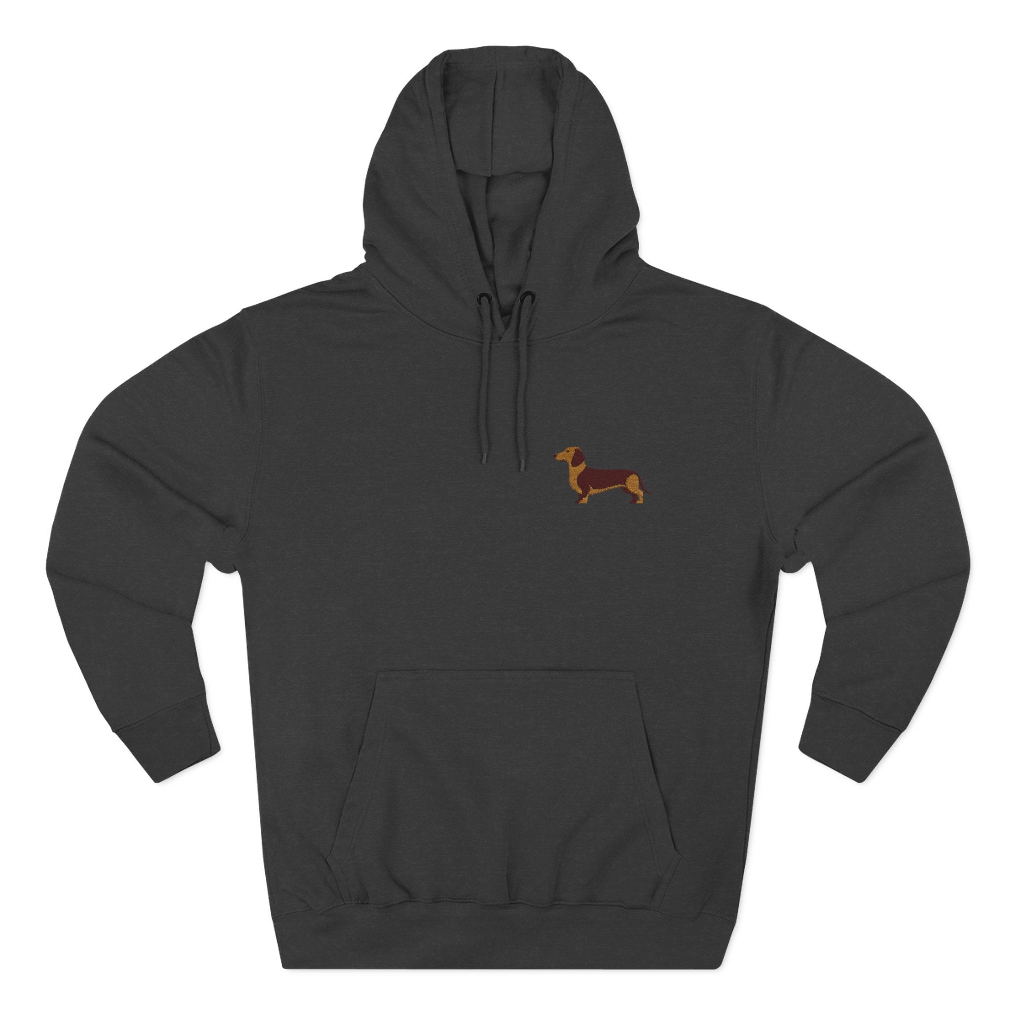 Dachshund Embroidered Hoodie — Minimal Cute Wiener Sauasage Dog Pullover