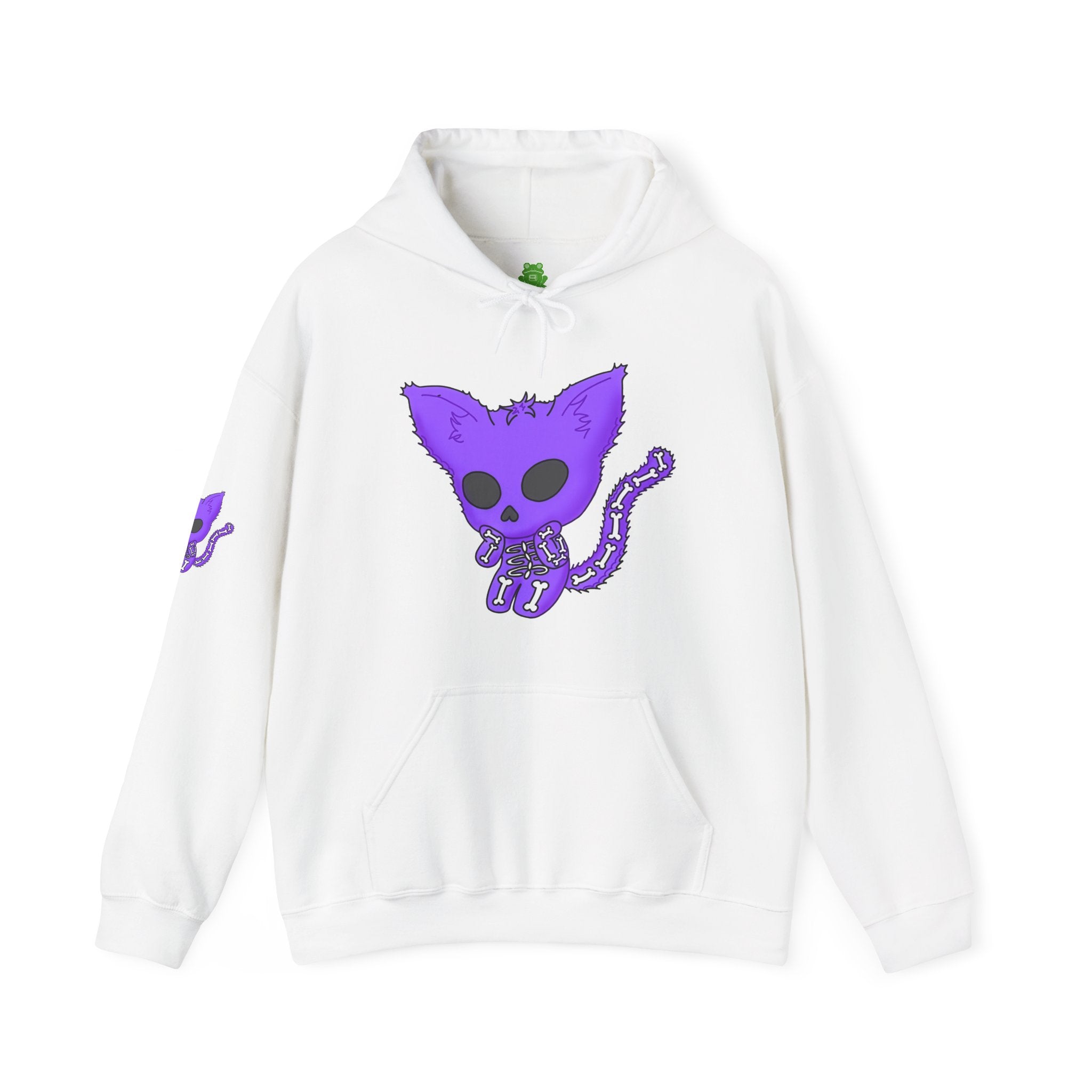 Purple Skeleton Cat Hoodie – Cute Spooky Graphic Sweatshirt