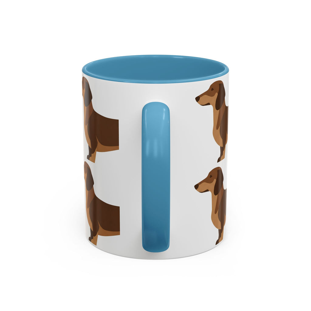 Dachshund Pattern Accent Coffee Mug — Cute Wiener Sausage Dog Ceramic Mug (11/15 oz)