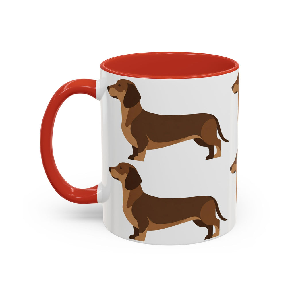 Dachshund Pattern Accent Coffee Mug — Cute Wiener Sausage Dog Ceramic Mug (11/15 oz)