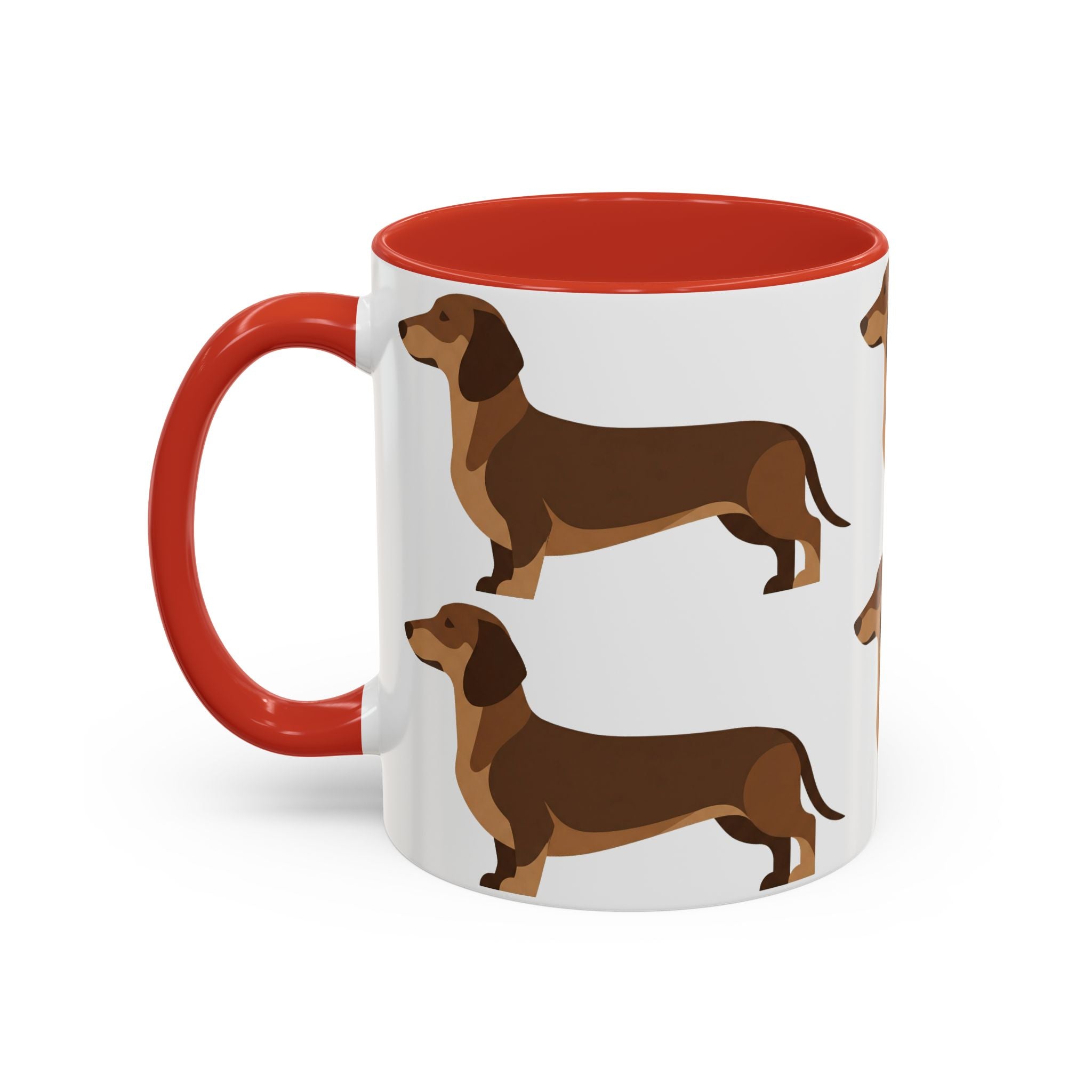 Dachshund Pattern Accent Coffee Mug — Cute Wiener Sausage Dog Ceramic Mug (11/15 oz)