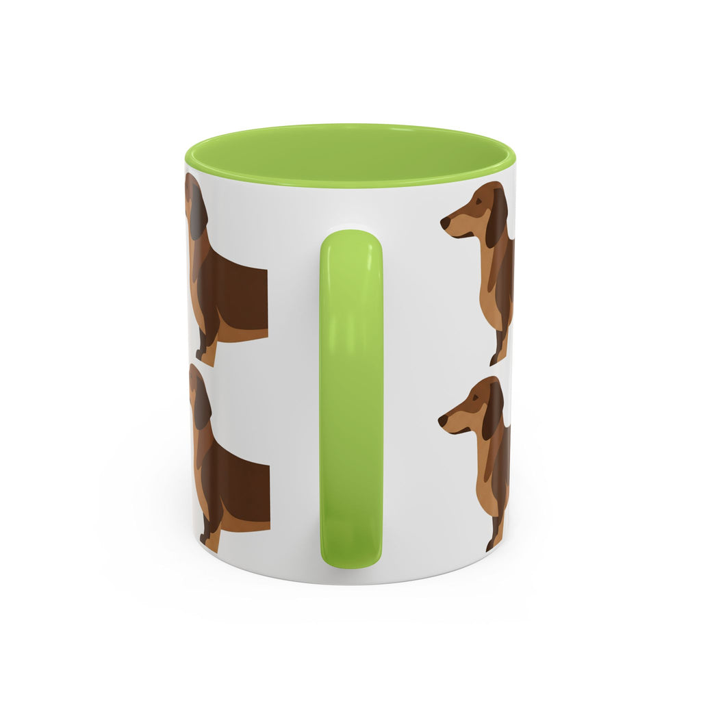 Dachshund Pattern Accent Coffee Mug — Cute Wiener Sausage Dog Ceramic Mug (11/15 oz)