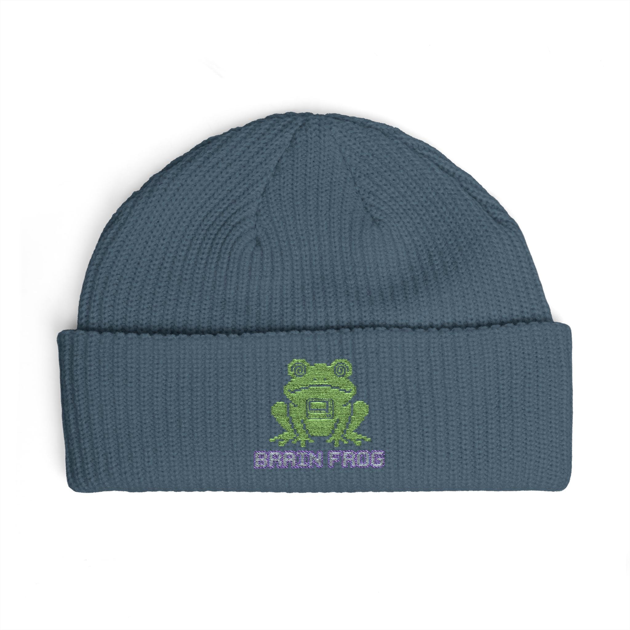 Copy of Embroidered 'Brain Frog' Cuff Beanie