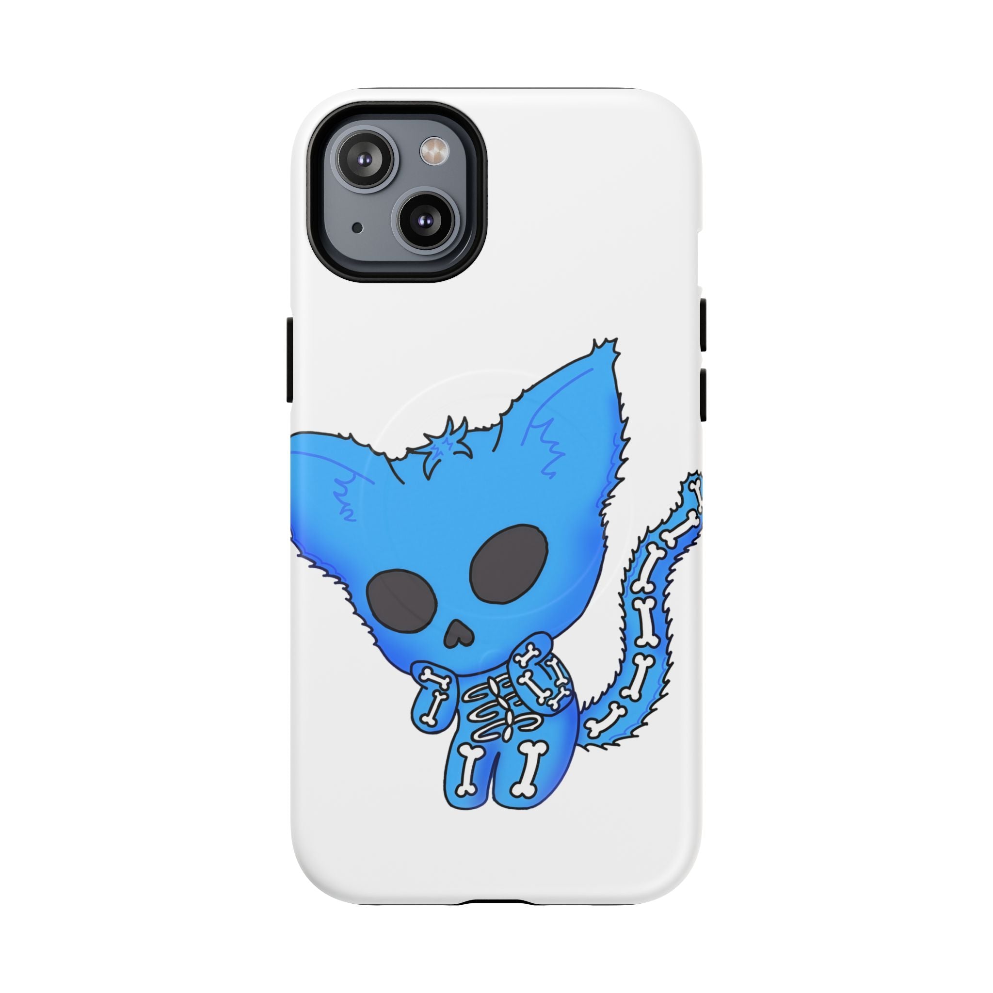 Blue Skeleton Cat Tough Magnetic Phone Case | Design by Jessica B