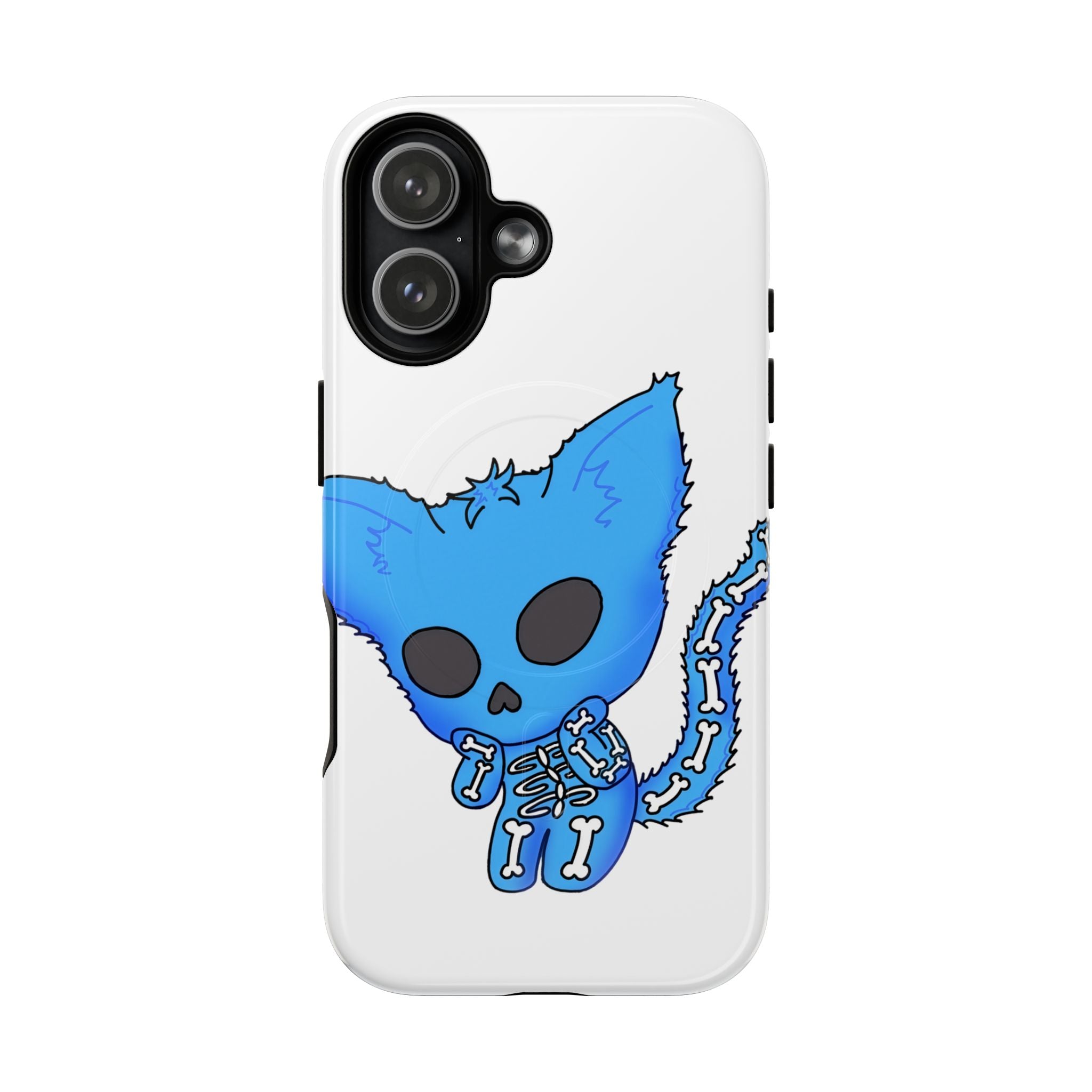 Blue Skeleton Cat Tough Magnetic Phone Case | Design by Jessica B