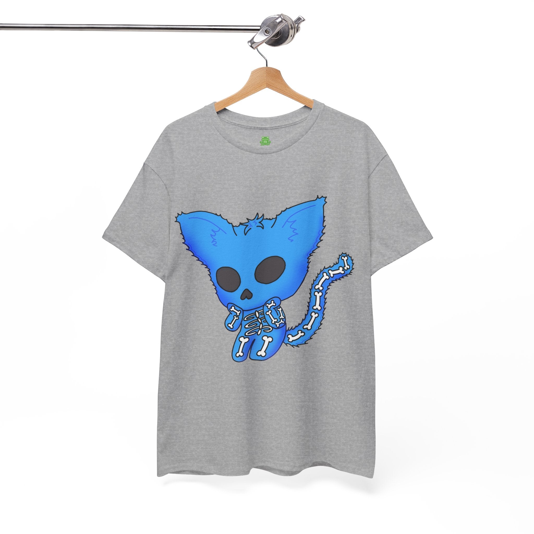 Blue Skeleton Cat Graphic Tee - Cute Creepy Kitty Shirt - 100% Cotton
